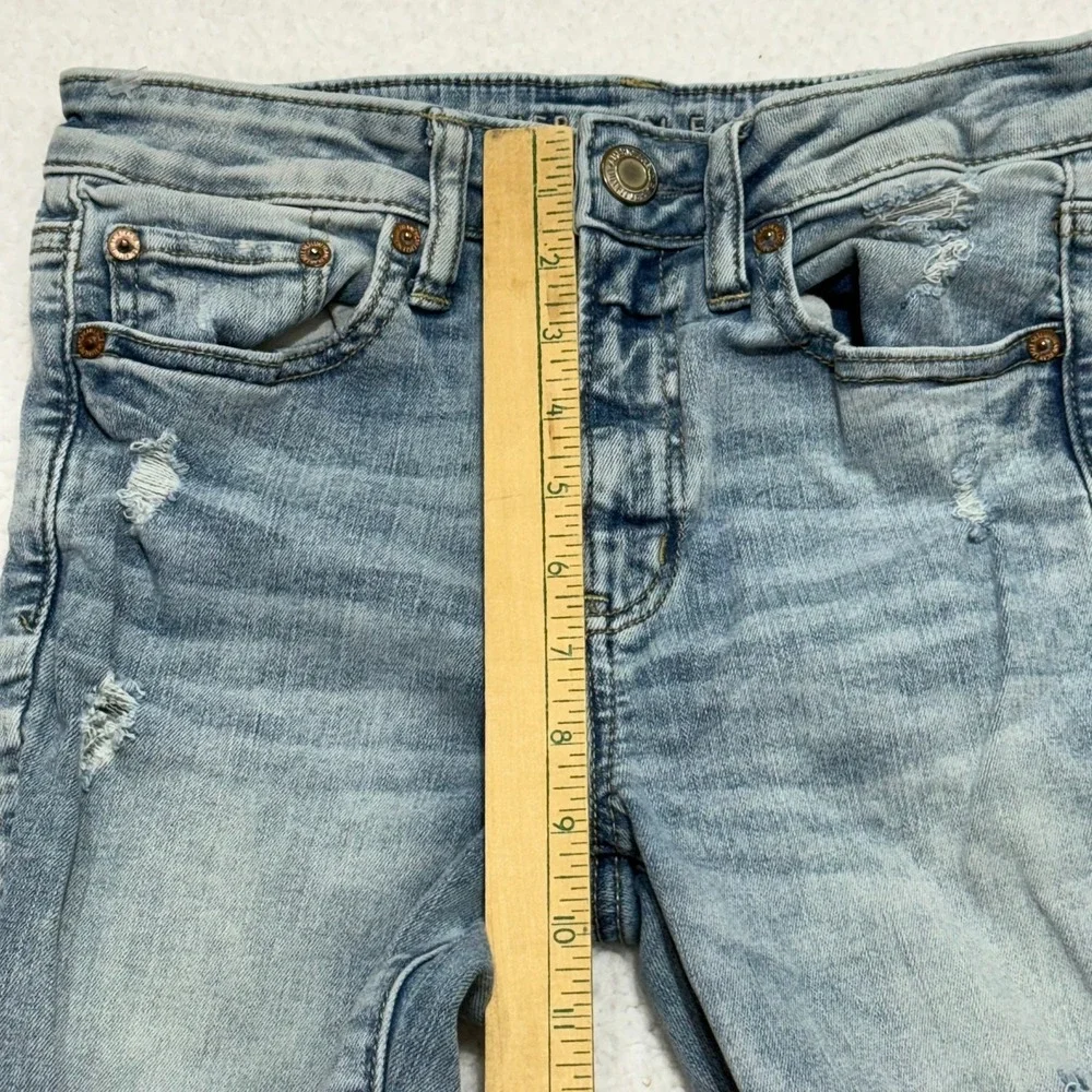 American‎ Eagle Ne(x)t Level Stretch Distressed Skinny Jeans Light Wash Size 6